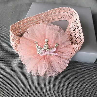 Bebê meninas flor hairband malha coroa headdress macio bandana ano novo presente festa tiara headwear acessórios de cabelo