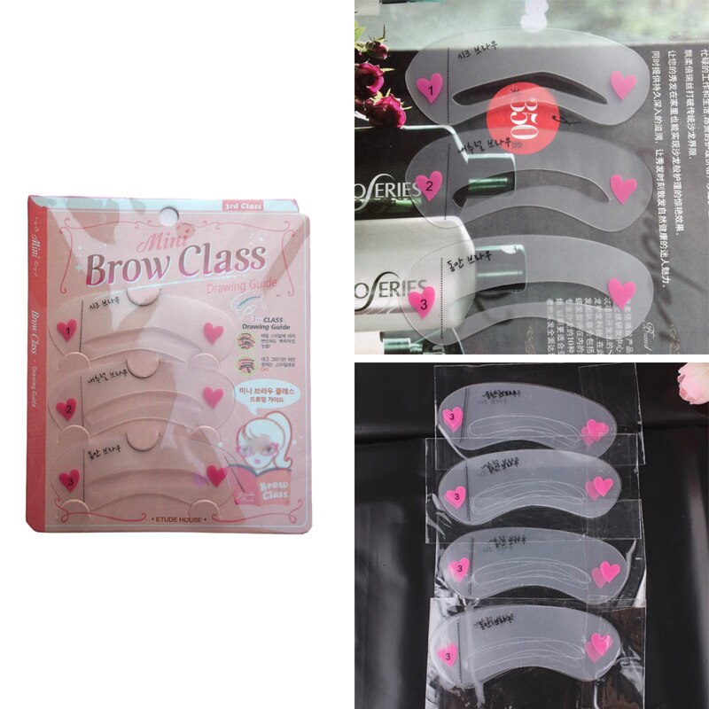 3 Styles Pro Reusable Eyebrow Stencils Drawing Guide Card Eyebrow Template DIY Makeup Tools Eyebrow Stencil Set