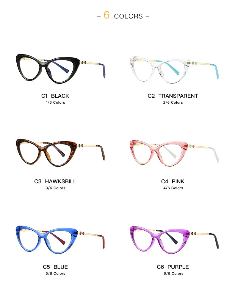 Montura de gafas de ojos de gato para mujer, lentes transparentes de de , gafas graduadas para miopía,