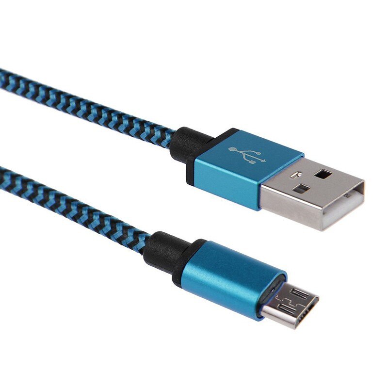 20 cm 1 m 2 3m Micro USB Cabo Curto USB Sincronização de Carregamento Rápido Nylon Cabo de Dados Do Telefone Móvel Android adaptador de Cabo do Carregador para Samsung: Azul / 1m