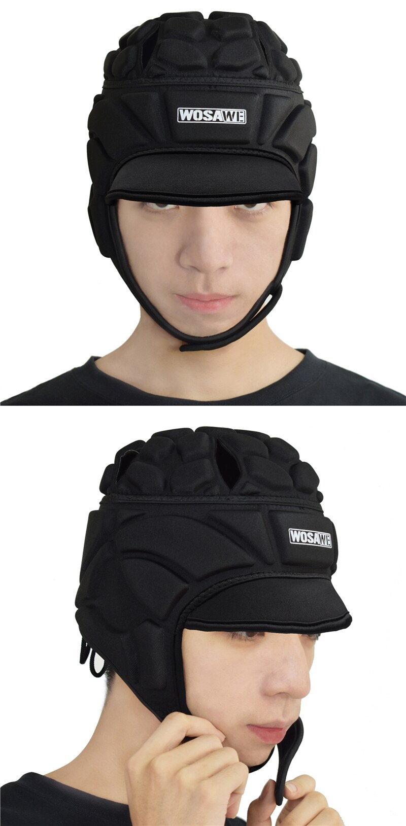 WOSAWE casque de gardien épaissi EVA rembourré Rugby protecteur réglable respirant garde-tête équipement pour le Football Football surf