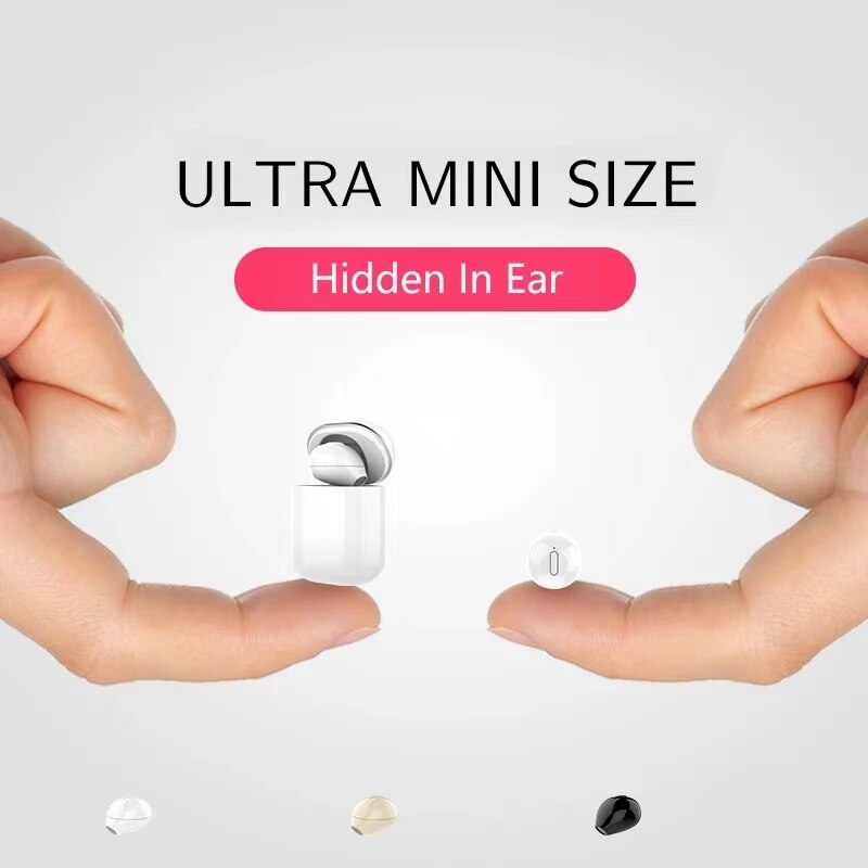 X20 Smart Ultra Mini Wireless Invisible Bluetooth Earphone 3D Stereo Music Play Button Control Earbud Waterproof With Microphone