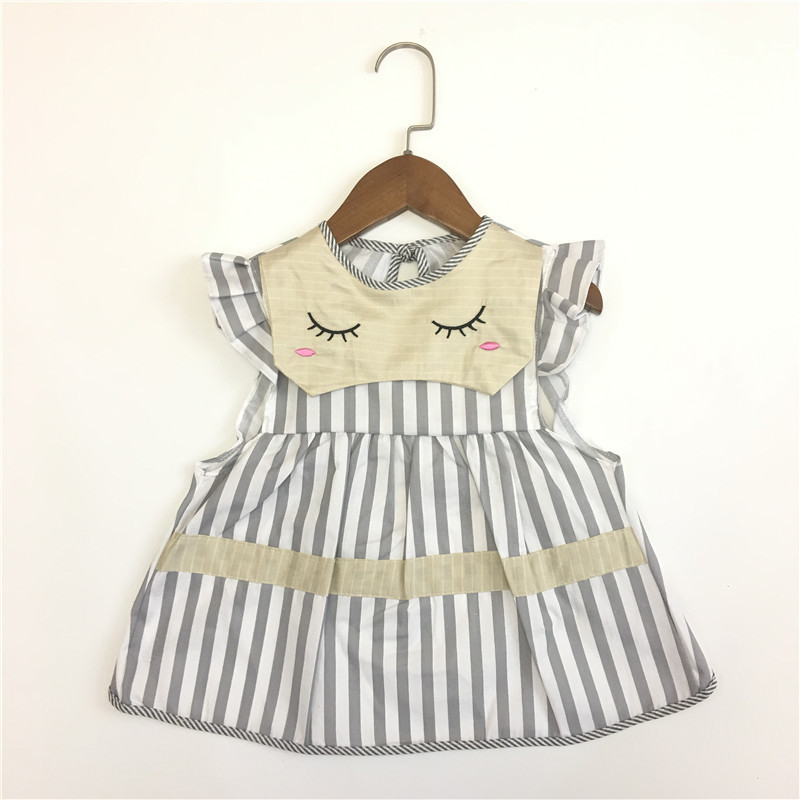 Baby-lätzchen Baby Mädchen Fütterung Kleidung Kindergarten Essen Kleidung Striped Mädchen Prinzessin Kleid: Grau