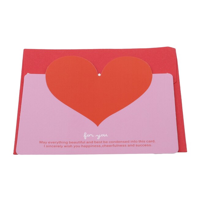 10Pcs/pack 3D Greeting Cards Handmade Heart Shape Paper Cut Valentines Mother's Day Christmas Wedding Card: Red heart on pink