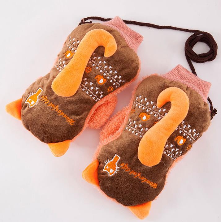 Mooie Carton Staart Vrouwen Mannen Kids Winter Handschoenen Meisjes Outdoor Houden Warm Dikke Katoenen Fitness Handschoenen Voor Studenten: brown