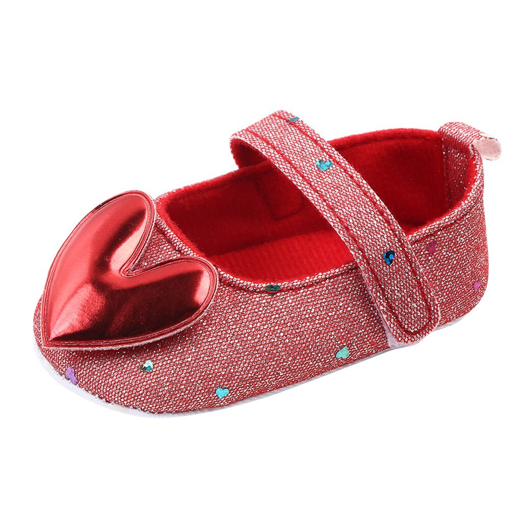 Baby Shoes Toddler Newborn Baby Crib Shoes Heart-Shaped Princess Baby Soft Sole Prewalker For Baby Girls First Walk: Red / 5