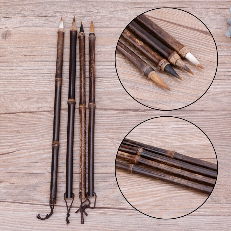 Chinese Painting Brush Natural Bamboo Pole Regular Script Calligraphy Brush