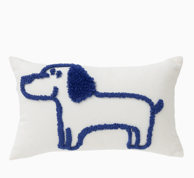 Blau bestickter Kissenbezug, moderner einfacher Hundekissenbezug, eins Ebene, niedlicher Sofakissenbezug, Heimdekoration: Lila