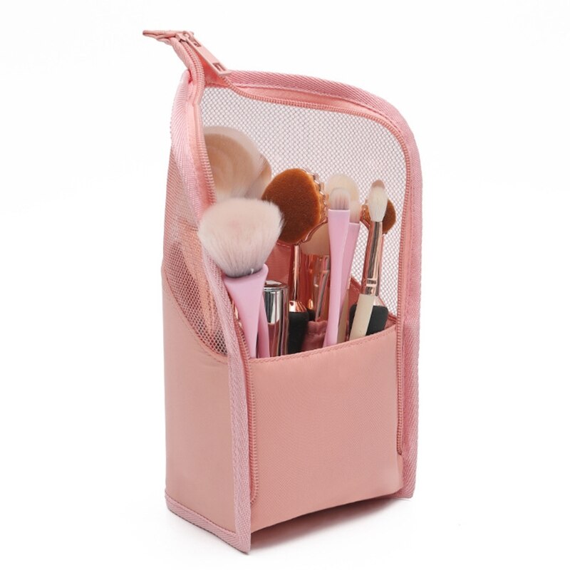 Travel Makeup Brush Bag Portable Cosmetic Brush Holder Organizer Waterproof Stand-Up Makeup Brush Pouch Toiletry Bag