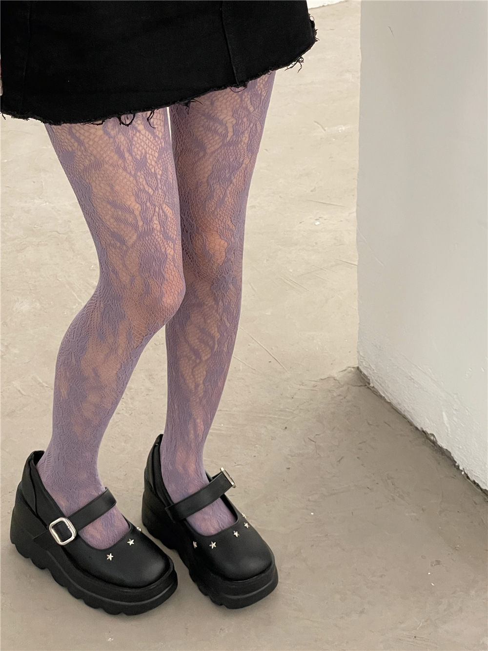 würzig Mädchen Y2K-Stil Blumen-Gittergewebe-Socken, bunt bestickt, aushöhlen, Damen-Strumpfhose, sexy Jahrgang-Spitze, lange Socken: Orange