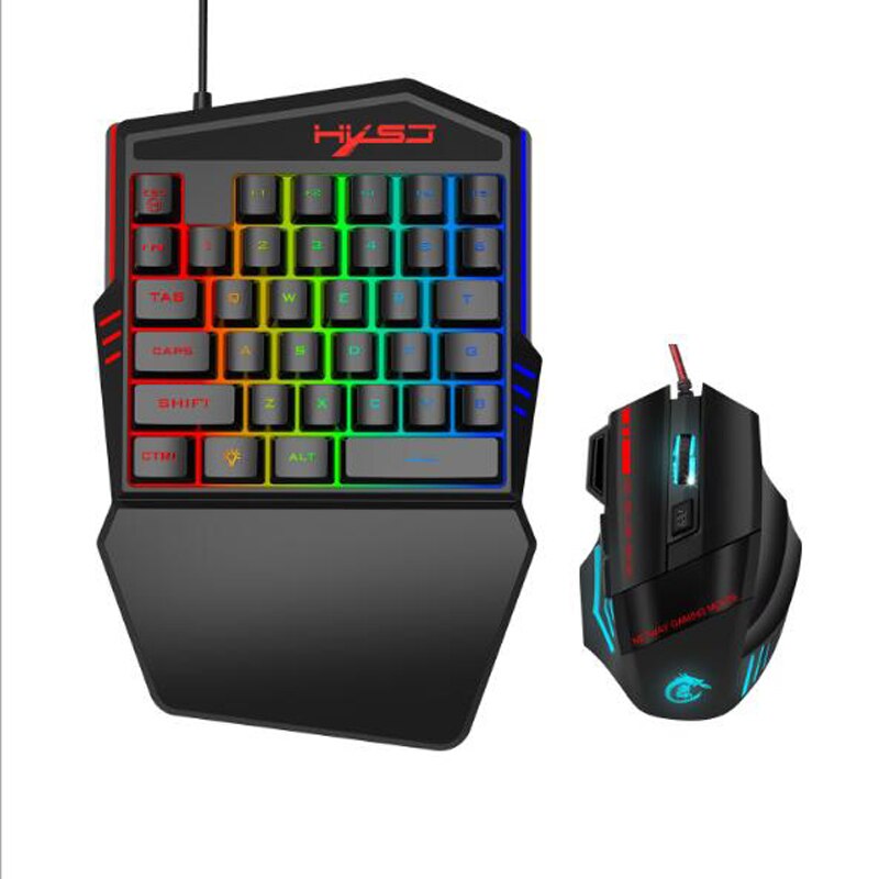 35-key film one-handed keyboard color backlight supports various games keyboard Mouse Set