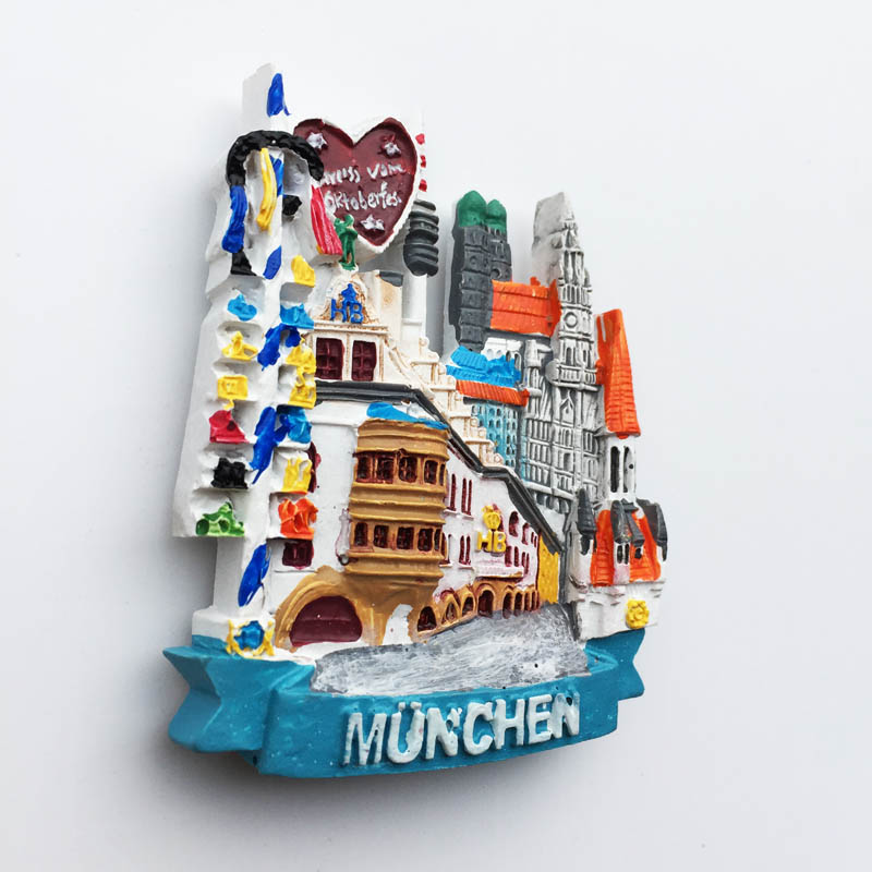 Magneet Duitsland Munchen München Stad Kleurrijke Biulding Lanmark Keuken Decoratie Magnetische Sticker Resion Stereo Art