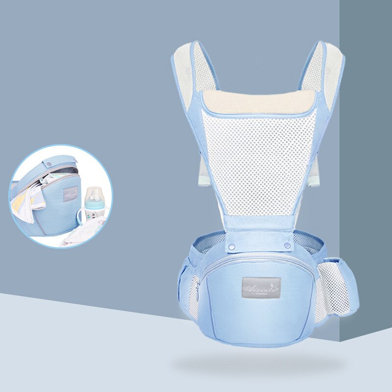 2022 0-48 Month Ergonomic Baby Carrier Infant Baby Hipseat Carrier 3 In 1 Front Facing Ergonomic Kangaroo Baby Wrap Sling: Sky blue 353