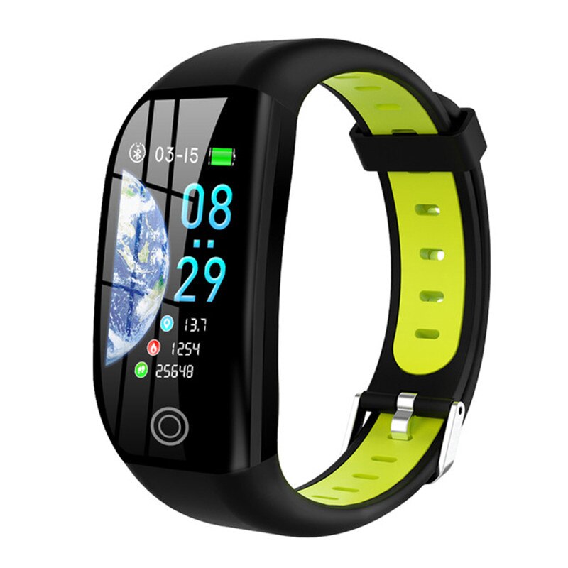 F21 smart armbånd gps fitness aktivitet tracker 1.14 "sport vandtæt blodtryksur sove monitor bånd armbånd: Grøn