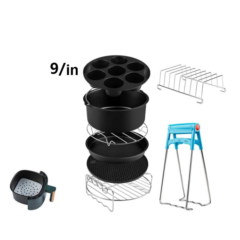 8 stücke Luft Friteuse Zubehör passen Beste Heiße Friteuse Zubehör einstellen Bequemlichkeit Kochen Werkzeug Für Küche Party Küche Werkzeuge & Spielereien: dunkel khaki
