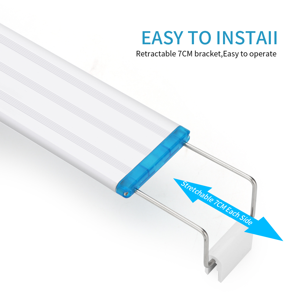 Superschlanke LEDs, Aquarienbeleuchtung, Wasserpflanzenlicht, erweiterbare Clip-an-Lampe, 18–75 cm, für Aquarium, 90–260 V