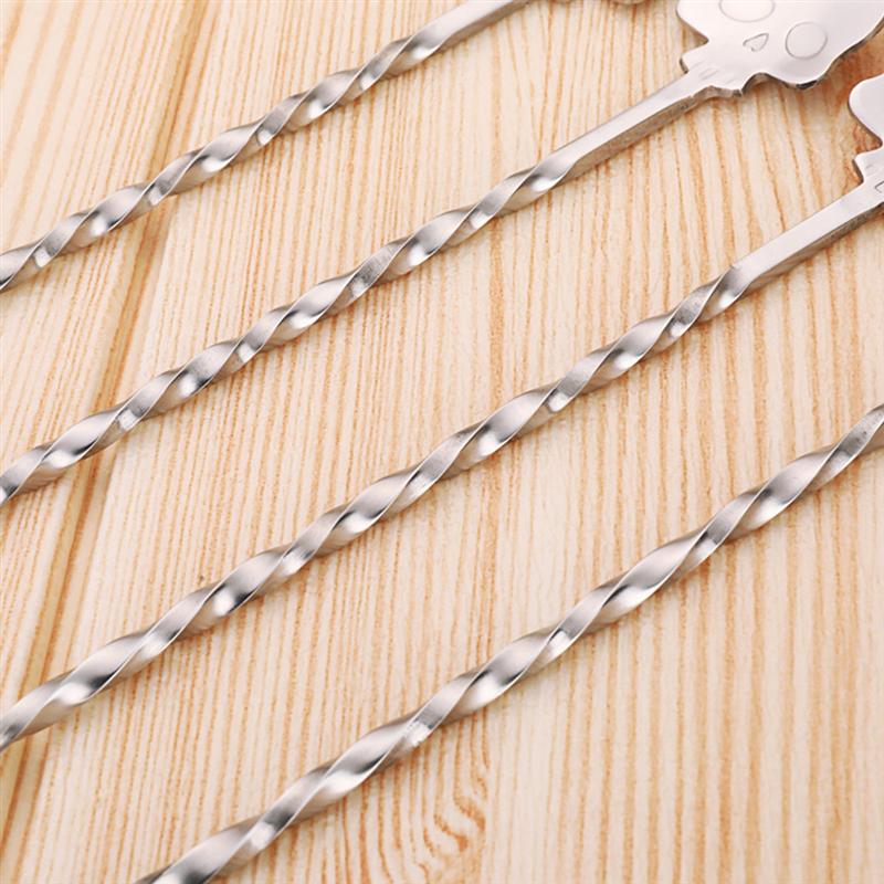 2Pcs Stainless Steel Swizzle Stick Cocktail Stirrer Cocktail Stirrer Swizzle for Kitchen Home Party Bar