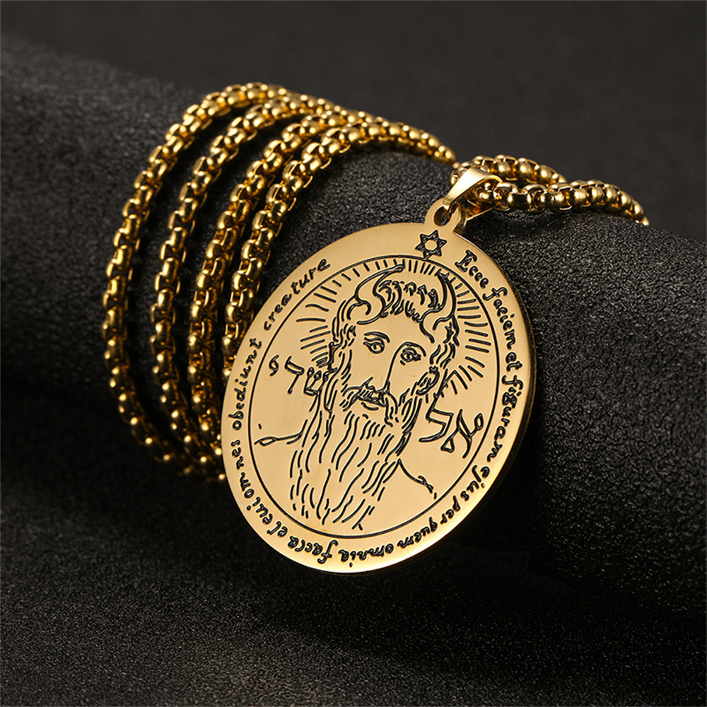 Eueavian salomone collana il primo pentacolo del simbolo del suola collane con ciondolo a sigillo di giove amuleto regalo di gioielli in acciaio inossidabile