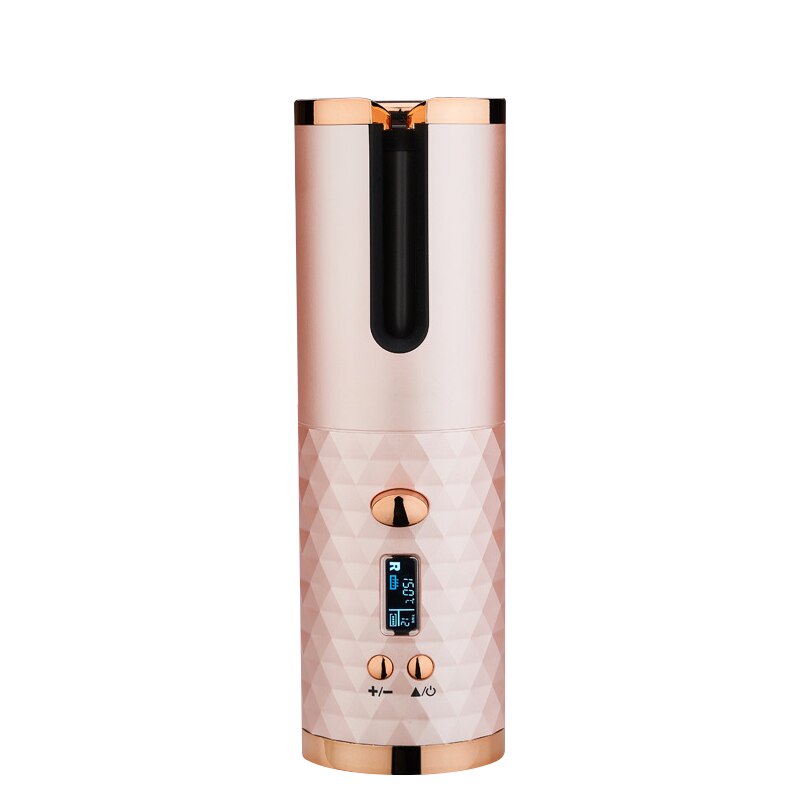 Rizador de pelo inalámbrico de cerámica automático, ondulador de pelo inalámbrico con USB, para playa: Pink