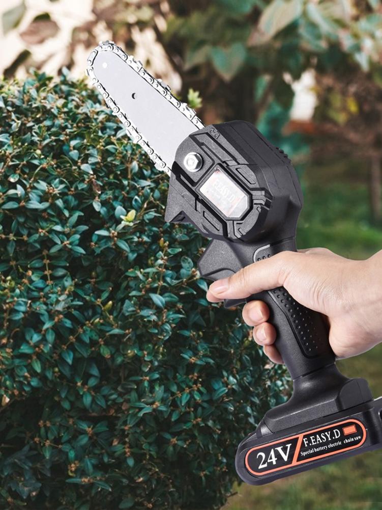 24V Elektrische Kettingzaag 4-Inch Draadloze Draagbare Mini Kettingzaag Outdoor Logging Boomgaard Snoeien Tool Tuin Hout Snijden accessoire