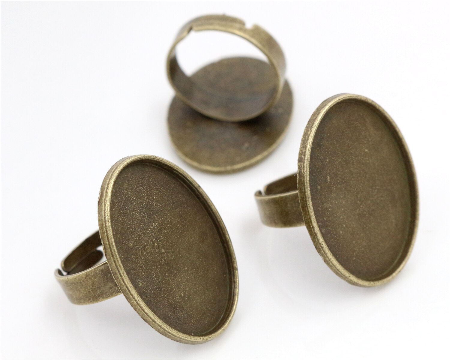 18 x 25mm 5 st antik brons och antik silverpläterad mässing oval justerbara ringinställningar blank/bas, passar 18 x 25mm glas cabochons