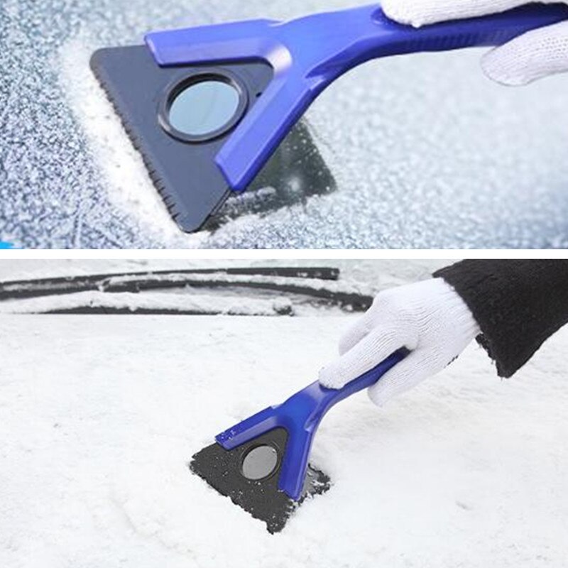 Multifunktionelt bilrengøringsværktøj udendørs bil sneskovl langt blåt håndtag til alle biler isskovl snerydningsværktøj