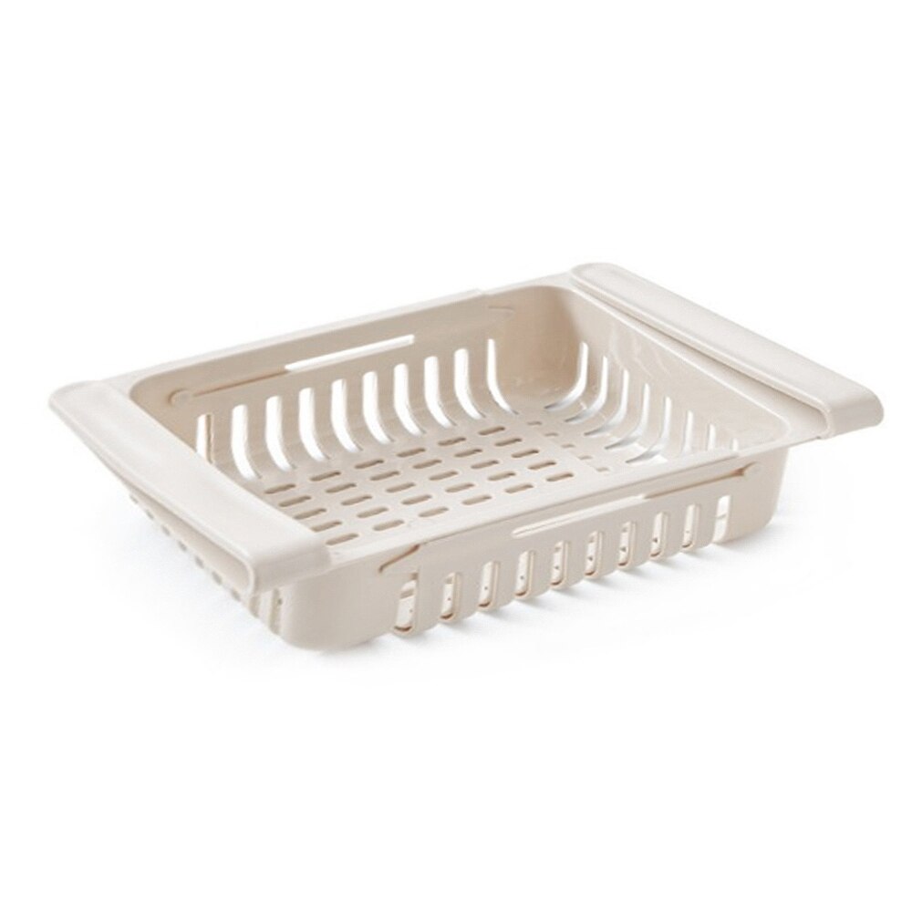 Stretchable Fridge Organizer Storage Rack Refrigerator Pull-out Drawers: apricot