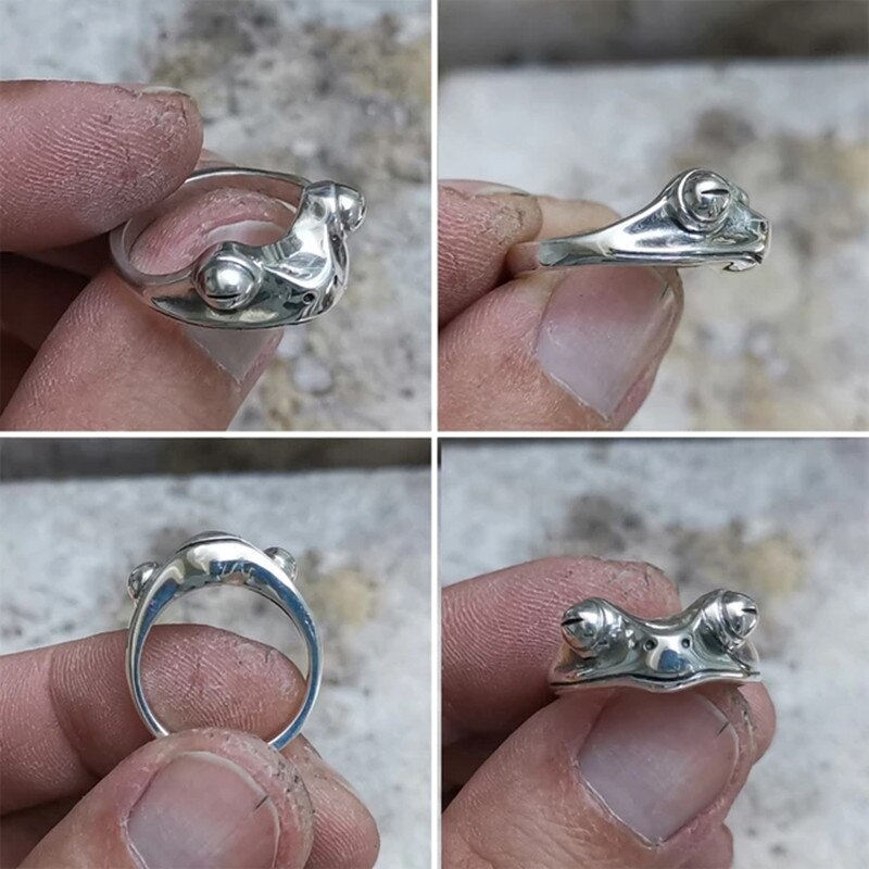 Kikker Ring Vrouwen 925 Zilveren Retro Persoonlijkheid Verstelbare Ring Sieraden Mannen Tt-Best