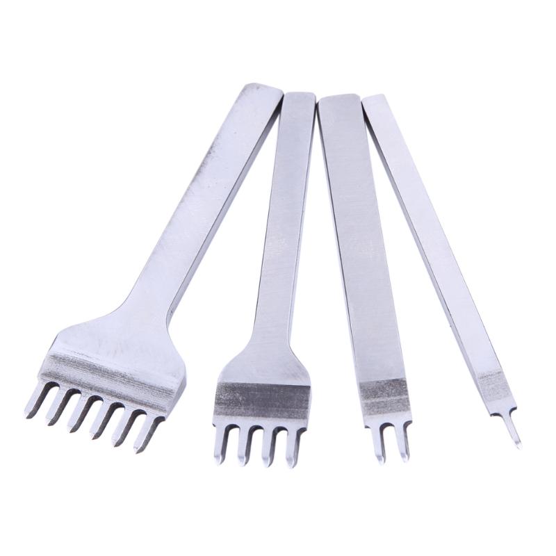 3/4/5/6mm agujero golpes Punta de cuero artesanal herramientas costura coser golpes cincel plano herramienta 1 + 2 + 4 + 6 puntas de cuero herramientas artesanales