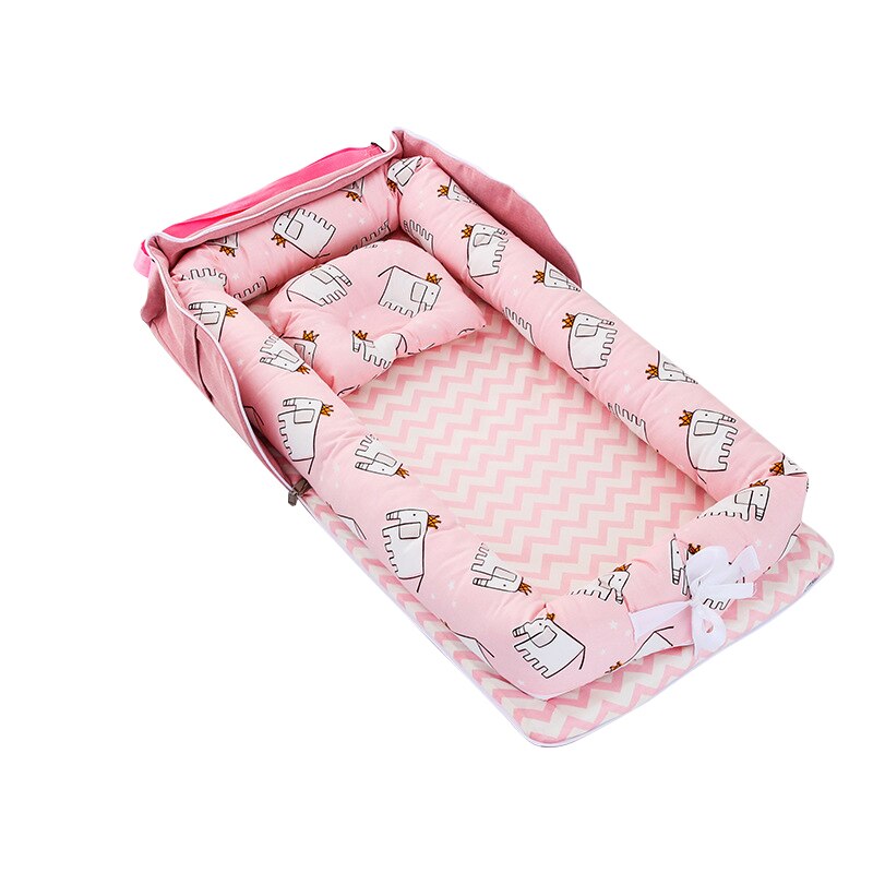 Bolsa tipo cama portátil, parachoques de cama media, protección de aislamiento segura, funda de almohada estereotipada extraíble, estilo de algodón: 9