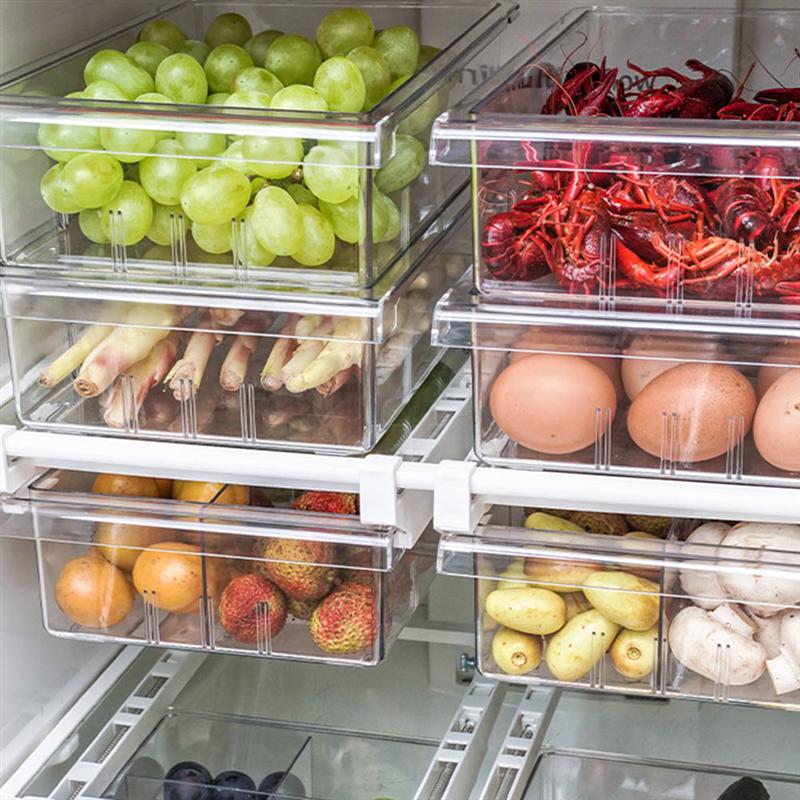 1Pc Fruit Refrigerator Organizer Drawer Basket Refrigerator Pull-Out Drawers Fresh Spacer Layer Storage Rack