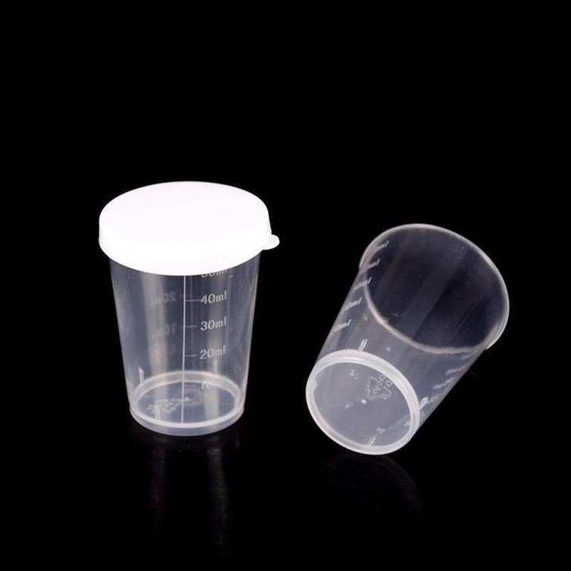 30ml plastgravyr måttbägare medicin mått mått bägare med lock lock genomskinlig behållare genomskinliga mått bägare