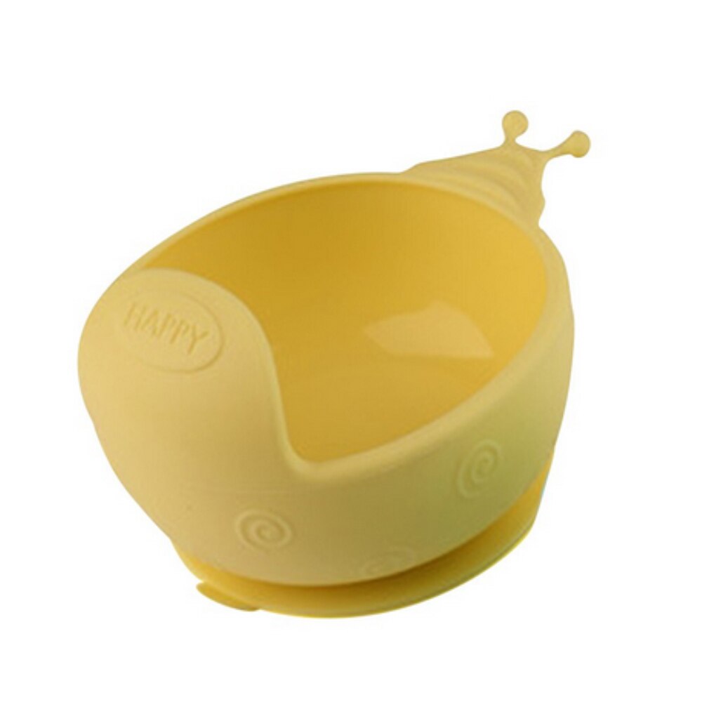 Bol alimentaire en Silicone Anti-chute pour bébé, bol à ventouse, vaisselle pour enfants, alimentation pour bébé sans BPA, bol d'escargot à joint mignon: snail yellow