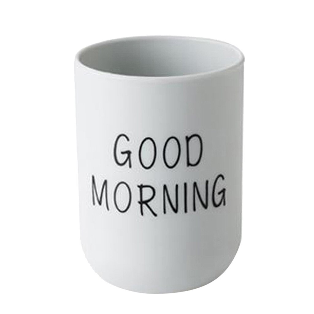 1pc Bathroom Toothbrush Circular Cup Simple Plain Cup Couple Tooth Cup Good Morning Brand And Toothbrush Cup: Light blue 
