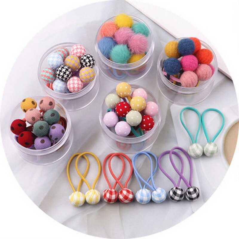 10 unids/set invierno pequeñas gomas para el pelo con pompón para bebe bolas gomillas pelo niña elasticas coles para cabello niña por lote elasticos para el pelo coleteros niña pom pom rabas pelo colets para cabello