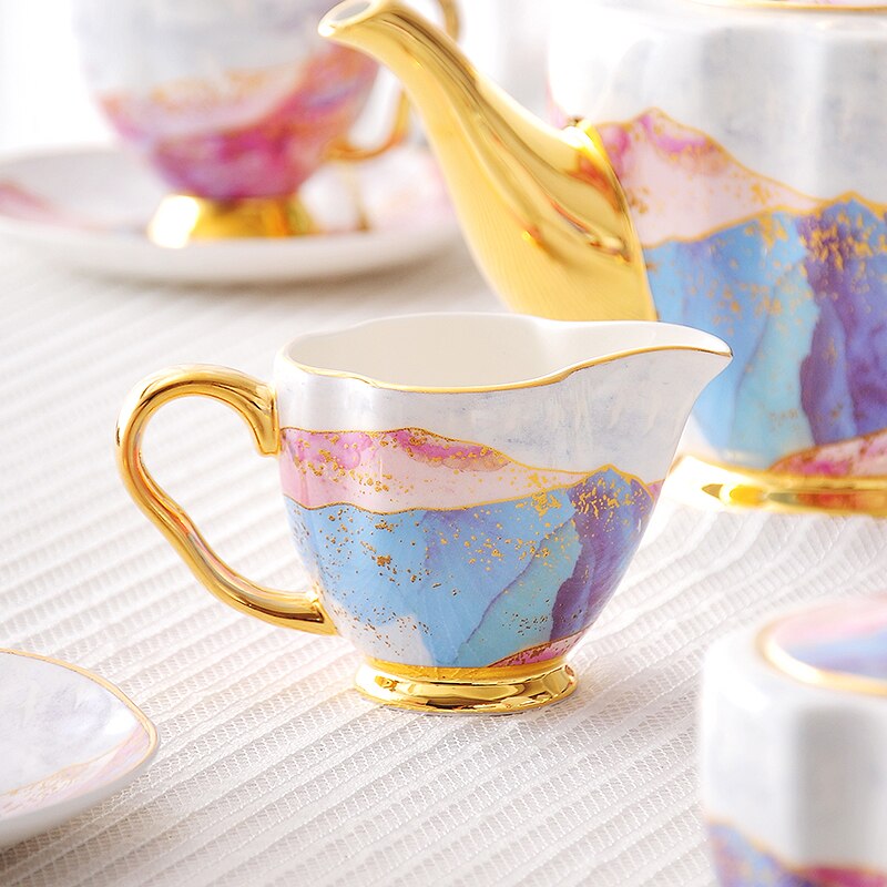 MIAMIO - Koffiemokken Set van 4 / Grote Keramische Koffiekoppen (420 ml) - Mok voor Cappuccino, Thee, Espresso - Magnetron- en Vaatwasserbestendig - Luxe Collectie (Beige pastel