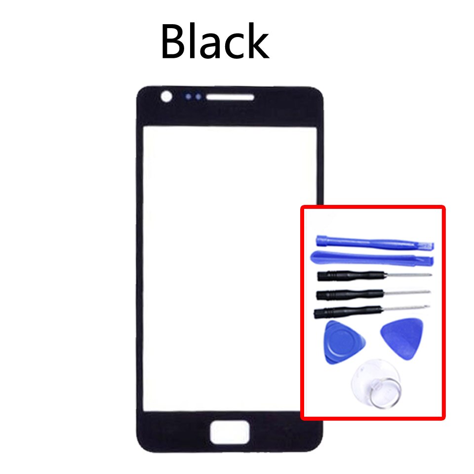 i9100 Touchscreen For Samsung Galaxy S II S2 i9100 i9100p GT-i9100 GT-i9100p LCD Front Outer Glass Touch Screen Lens Replacement: Black-With tool