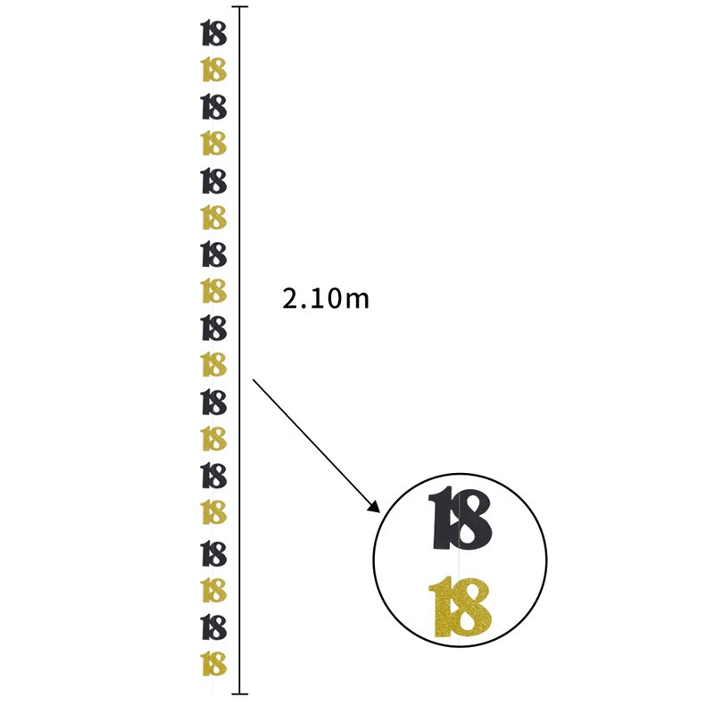 30 Jaar Oud Verjaardag Papier String 18 Jaar Oud 21 Jaar Oude Zwarte Goud Verjaardagsfeestje Decoratie Pull Vlag Bunting decoratie: 18 years old