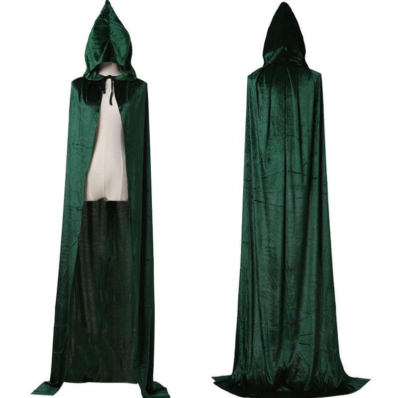 I bambini di età di Carnevale Costume di Halloween Uomo Donna Wizard Cosplay Lungo Mantello di Velluto Gotico Mantello Con Cappuccio Robe Medievale Strega Vampiro