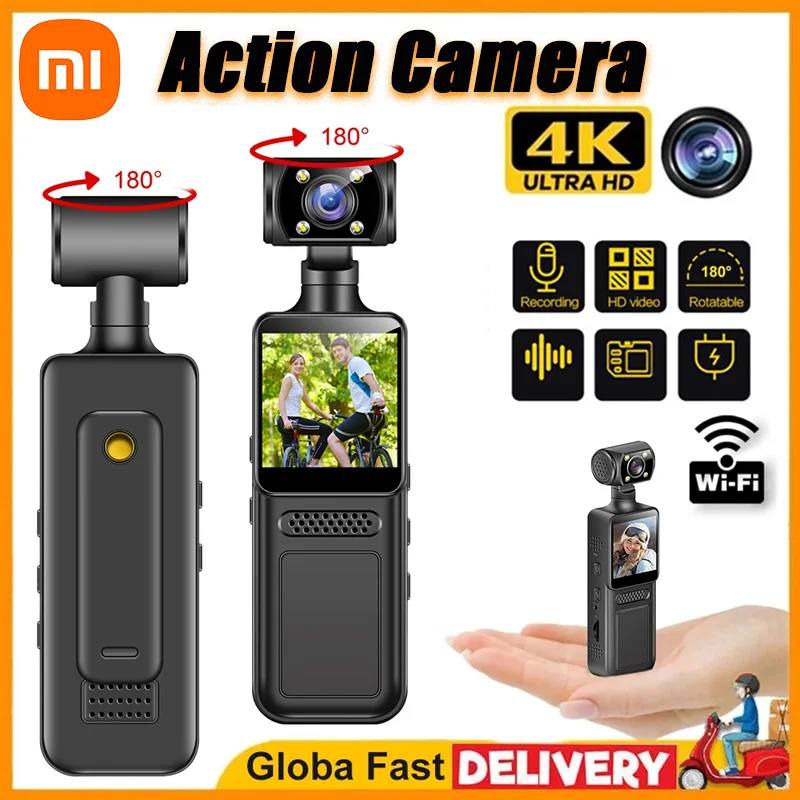 Xiaomi mini camera 4k hd action 180 draaibare vlog wifi sport draagbare camera infrarood nachtzicht sport dv fietser