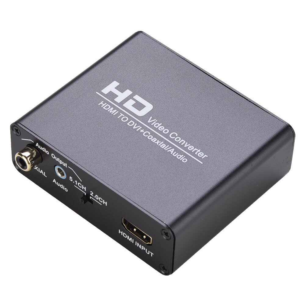 Konwerter hdmi-dvi z rozdzielaczem audio-dźwięku do 3.5mm AUX / 2 RCA Stereo i koncentryczne złącze wyjściowe 1080P 720P, 5.1 i 2CH