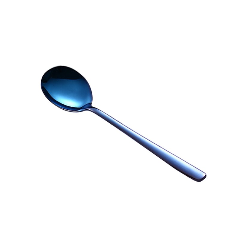 1PC Dessert Spoon Stainless Steel Vacuum Plating Coffee Dessert Stirring Spoon Shovel Long Handle Fruit Salad Forks: Spoon-7