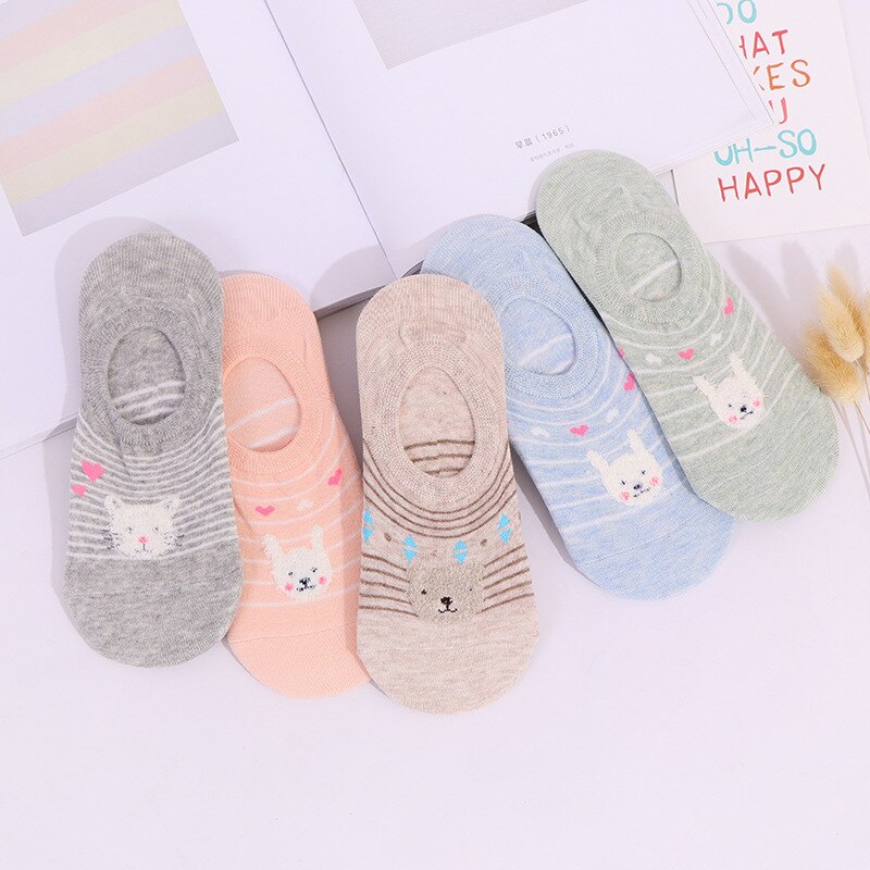 Meias de barco femininas, meias curtas de algodão de animais invisíveis e coloridas, confortáveis, para o verão, 1 par xg36 2 peças
