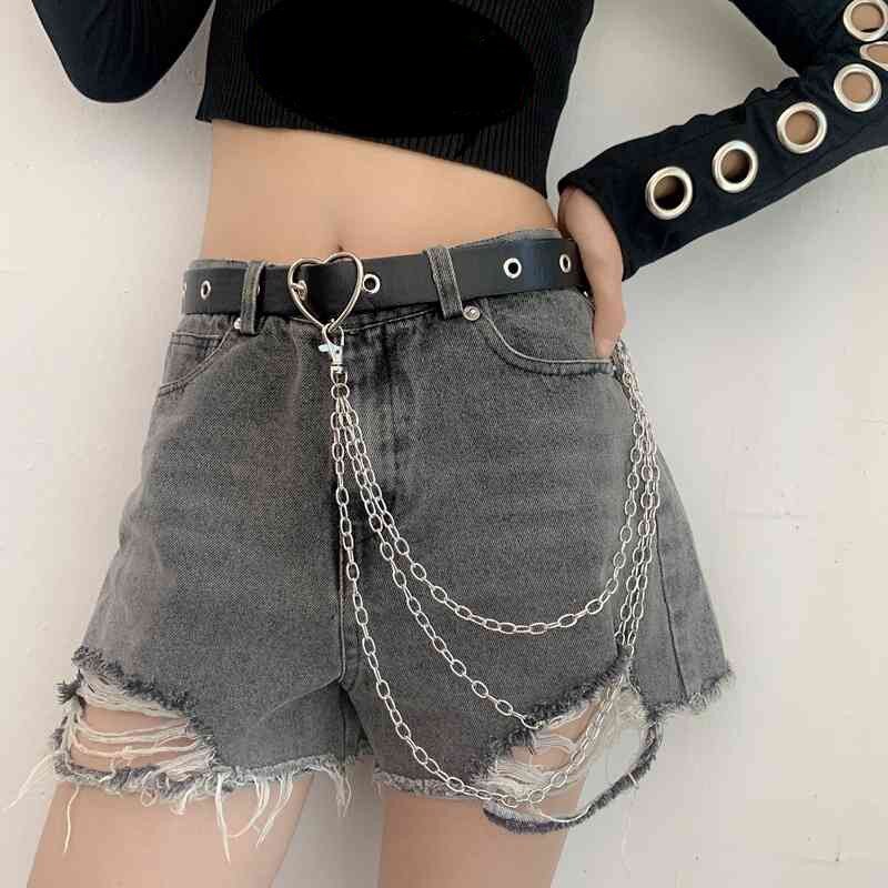 Cinturones elásticos de corsé con hebilla cuadrada para mujer, cinturones anchos para abrigo de vestido, pretina femenina que combina con todo: heart chain belt