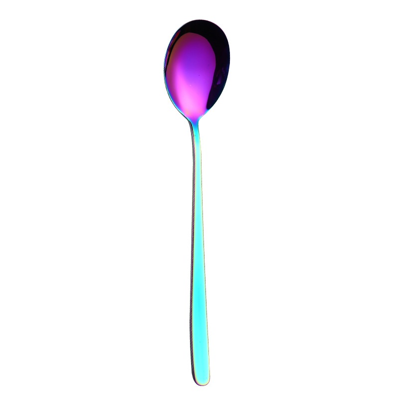 Thuis Rvs Regenboog Lange Steel Vork Klassieke Ijs Scoop Dessert Fruit Vork Thee Koffie Mengen Lepel Servies: 9