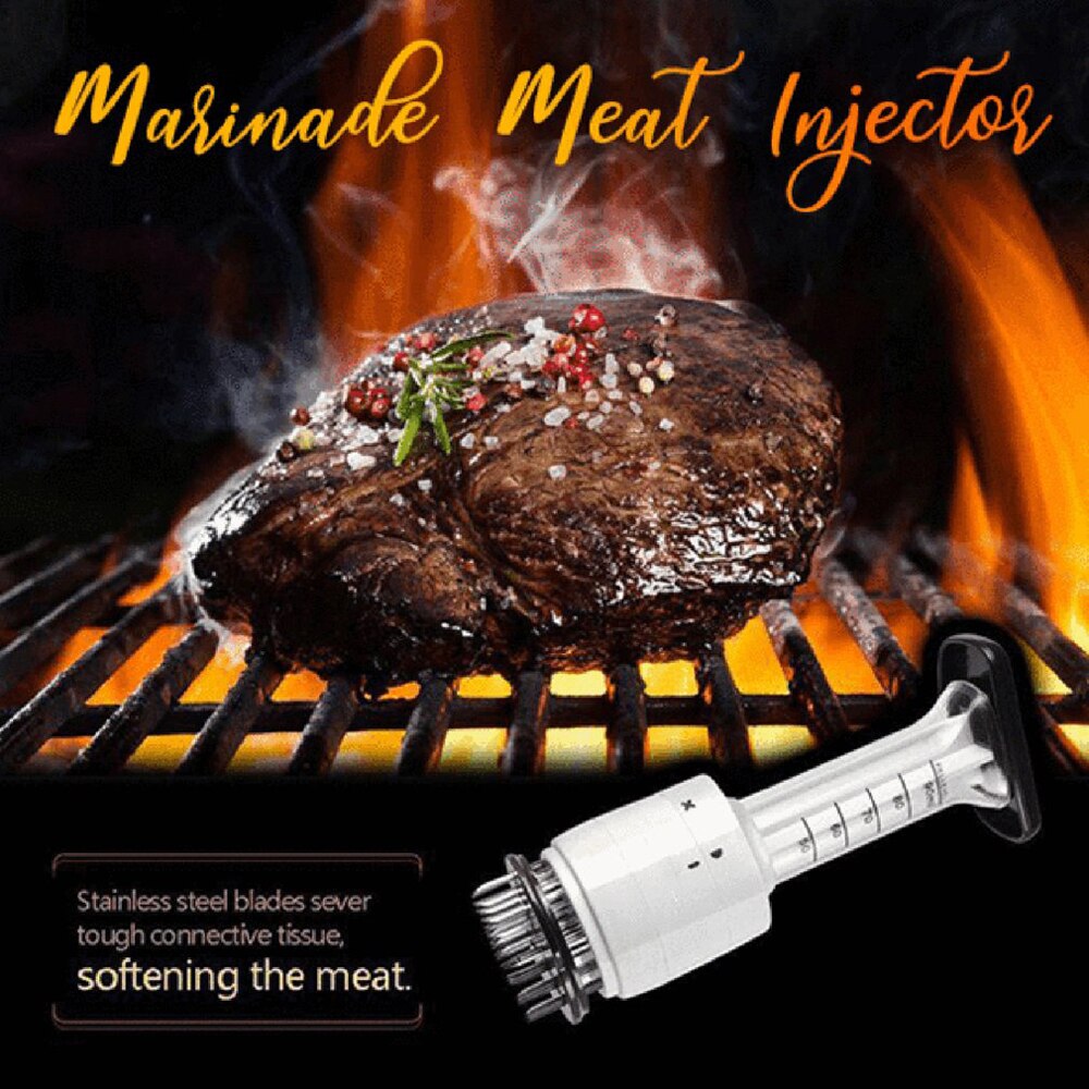 Multifunctionele Rvs Vlees Marinade Injector Barbecue Kruiden Injectoren Van Vlees Keuken Bbq Koken Gereedschap