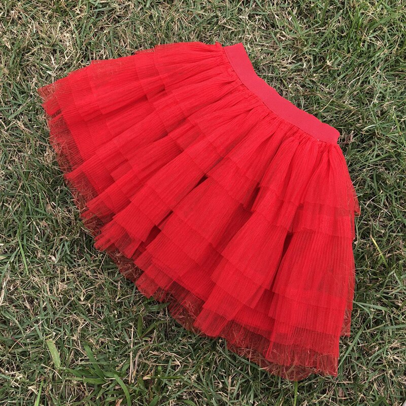 Jupes arc-en-ciel âge pour 3 - 10 ans bébé filles tulle tutu jupes automne enfants vêtements petites filles dentelle à volants jupe colorée: red / 6