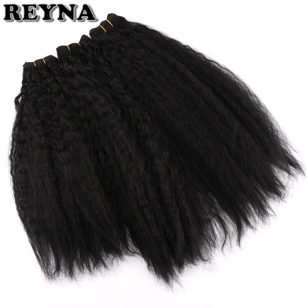 Kinky straight hair extensions 210 gram/lot syntetisk hårvev bunter yaki straight