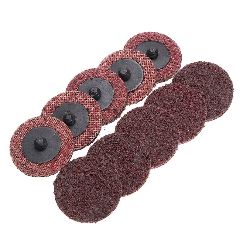 10Pcs 2" 50mm Sanding Roloc Discs Scotch Brite Roll Lock Surface Coarse Pads 60/80/100/150/180/240 Grit For Polishing