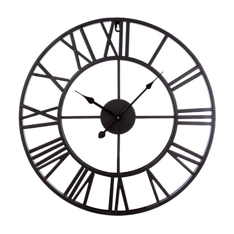 47cm metal vægur vintage hængende vægur stille jern romertal dekorative ur til stue soveværelse køkken offi: Default Title